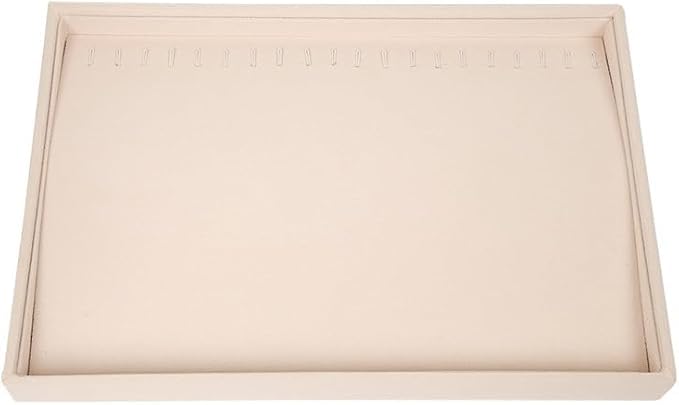 Image of Velvet Jewellry Drawer Organizer Stackable Tray (Beige, Chain-Beige)