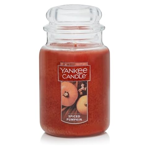 Yankee Candle Spiced Pumpkin Scented, Classic 22oz Large Jar Single Wick, Over 110 Hours of Burn Time, Perfect Accent for Fall Decor & Gifting Cover