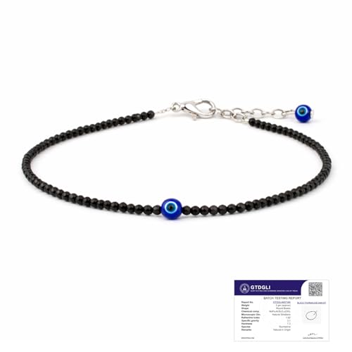 Image of Astrotalk Evil Eye Anklet for woman with Black Tourmaline | Stone of Protection, Balance & Positivity | Spiritual Anklet for Women | Best Gift for Woman | Spiritual Jewellery for Women | Valentine Gift for Girlfriend