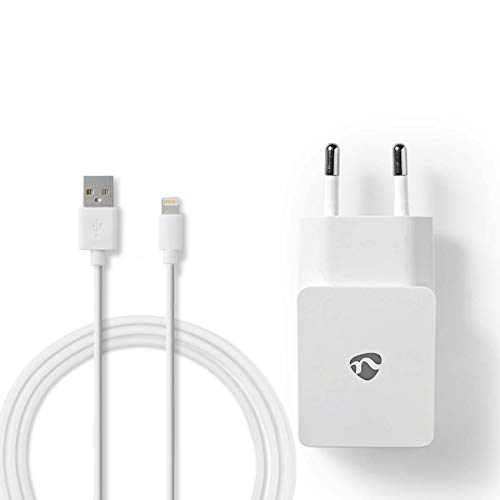 Pack Cargador de Corriente USB y Cable Lightning de 1 m, 5 V, 2,4 A, 12 W, color blanco