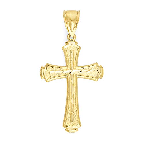 10k Real Solid Gold Cross Pendant, Men's Religious Jewelry