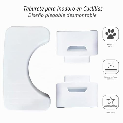 Miniatura 5 de Inodoro De Baño, Bandeja De Asiento Multifuncional Extraíble, Escalón Portátil Para Baño Doméstico, Portátil, Taburete De Inodoro En Cuclillas, Cómodo Y Compacto, Resistente Blanco