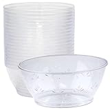 Clear Plastic Serving Bowls for Party - 6 oz, Elegant Disposable Serving Bowls & Chip bowls for Parties & Weddings, Perfect Party Bowls for Serving Food & Candy Bowls for Candy Buffet (20 Count)