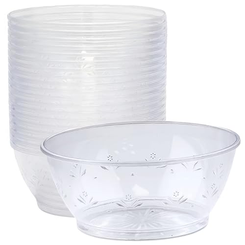 Clear Plastic Serving Bowls for Party - 6 oz, Elegant Disposable Serving Bowls & Chip bowls for