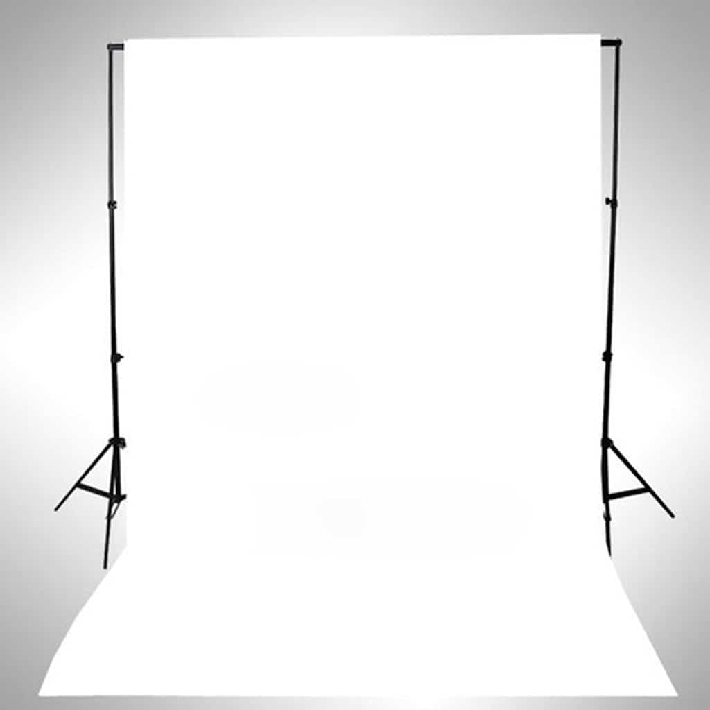 Set da studio fotografico con 2 lampade LED a luce diurna 5500 K, 2 treppiedi in alluminio da 78-230 cm, 2 paralumi bianchi da 84 cm, sistema di sfondo flessibile da 500 x 300 cm, in cotone