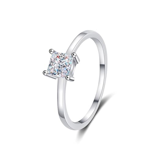 Bague argent 925 moissanite princesse comme alliance simple pour femme