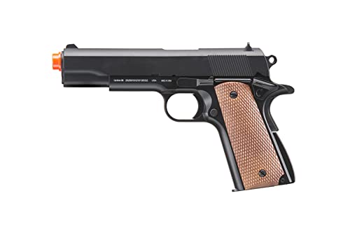 Full Size 1911 Alloy Series Heavyweight Spring Airsoft Pistol (Black w/Tan Grip Panels)