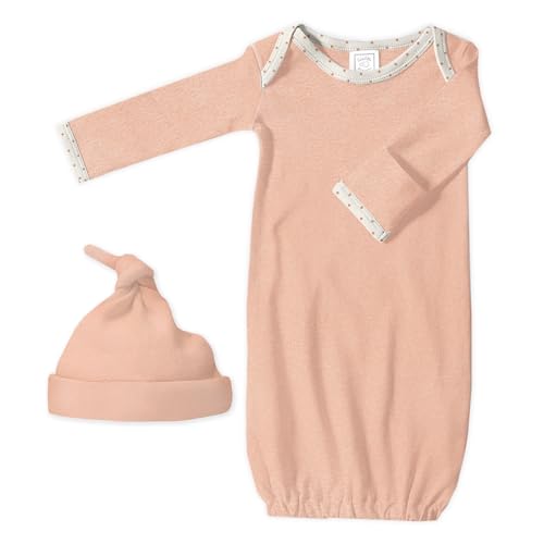 Image of SwaddleDesigns Softest Cotton Baby Pajama Gown with Foldover Mitten Cuffs for Infant Boy and Girl, Newborn, 0-3 Months