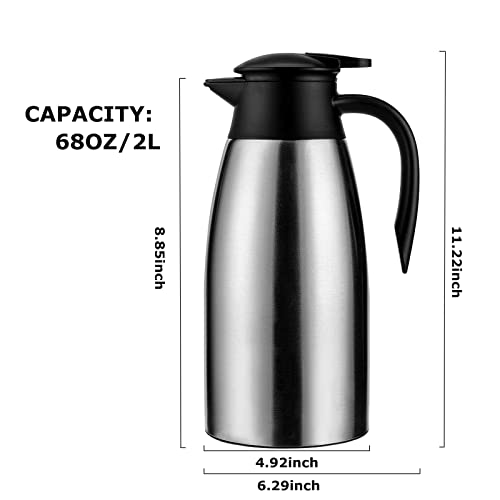 Image of 6 sets 70 oz Thermal Coffee Carafe for keeping hot, Carafe for hot liquid, Airpot Insulated Stainless Steel Vacuum Thermal Pot for Coffee, Hot Water,Keep Hot 12 Hours (4silver)