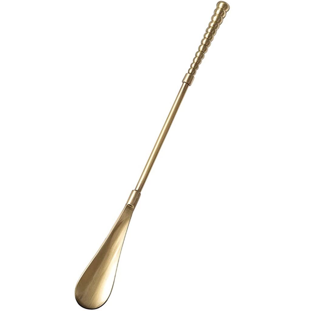Łyżka do butów z długą rączką, Łyżka do butów z długim uchwytem, ​​mosiądz. Stojak na buty Sphere Shoe Lifter Gold 42x4cm