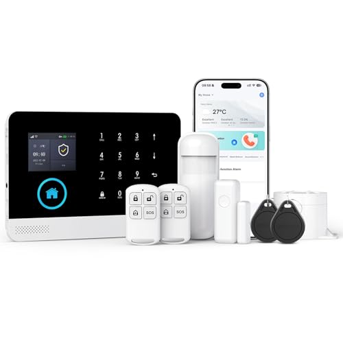 Sistema de Alarma de Seguridad para el hogar PG103, Sistema de Alarma gsm de 8 Piezas con Alerta de aplicación de teléfono, Sirena, Compatible con Alexa, sin Cargos mensuales