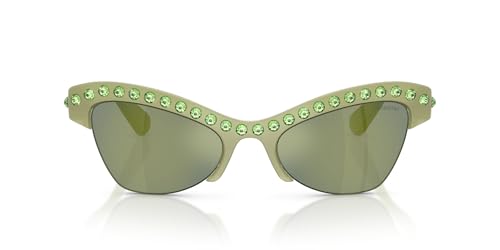 Swarovski Women's SK6043 Butterfly Sunglasses, Milky Green/Green Mirrored Green, 55 mm