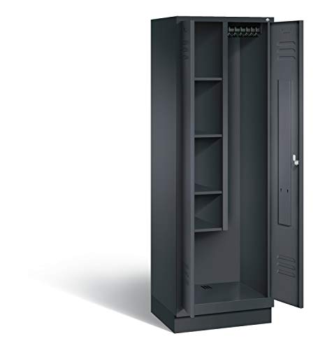 Preisvergleich Produktbild Putzmittel-Spind Classic auf Sockel, 2 Abteile, H1850xB610xT500mm