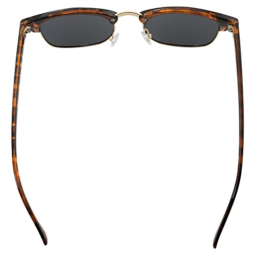 Phuket Polarized Sunglasses for Men or Women Semi Gold Metal-Rimmed Tortoise Frame w/Smoke Lens4