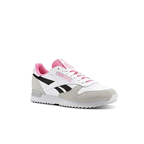 Reebok CL Leather Ripple Clip SU, White/Skull Grey/Solar pi, 13 Standard US Width US