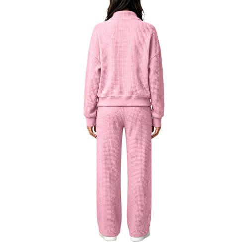 eoeioa Waffle Lounge Set Women Two Piece Going Out Trendy Travel Outfits - image 3