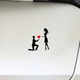 DUSCOKE Proposal Car Sticker Decal, Vinyl Waterproof Couple Romantic Car Bumper Stickers, 5.43'' × 5.63'' Personality Auto Window Decoration Accessories for Wall, Mirror, Laptop (Black)