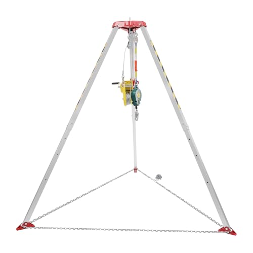 Confined Space Tripod, 1200/1800/2600 lbs Sewer Rescue Tripod Manual Rescue Tripod with Fall Arrester&Storage Bags Confined Space Kit for Traditional Confined Spaces (2600Lbs 5.2-8ft)