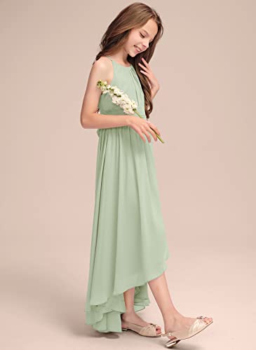 A-Line Halter Asymmetrical Chiffon Junior Bridesmaid Dress Flower Girl Dress for Wedding Party Dress2