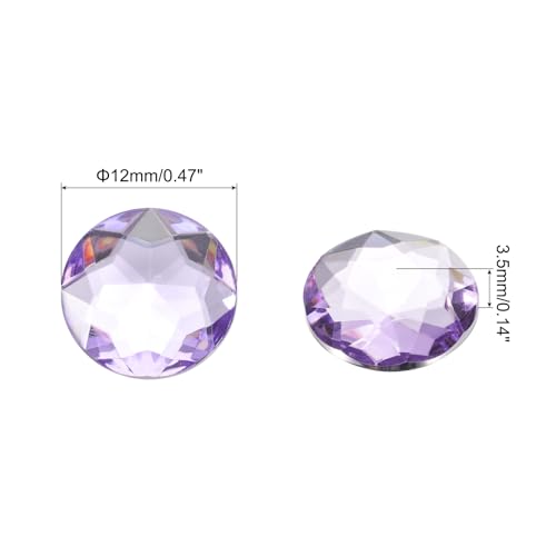 Image of MECCANIXITY Flat Back Round Acrylic Rhinestones,12mm Light Purple Flatback Crystal Rhinestones for Crafts Clothes Shoes DIY Decoration Gifts 50Pcs