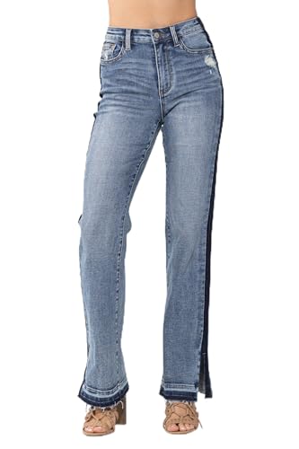 Judy Blue High Waist Side Seam Detail Straight Leg Jeans for Women 88641-