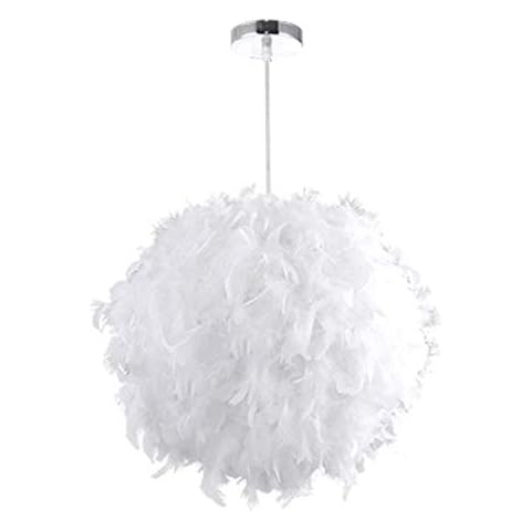 Elegant White Feather Ceiling Lamp Shade Cover