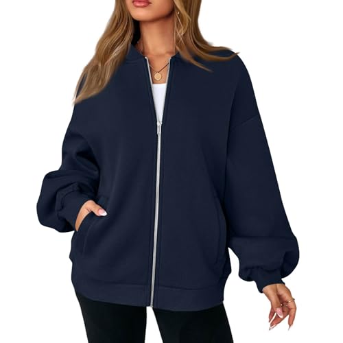 Zip Up Sweatshirt Women Lightweight Fleece Zip Up Bomber Jacket Casual Athletic Workout Sweat Jackets with Pockets2