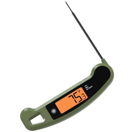 Image of Lavatools Javelin PRO Classic Ultra-Fast 2-Second Professional Digital Instant Read Meat Thermometer for Grill and Cooking, Auto-Rotating Backlit Display, IP65 Water Resistant - Olive