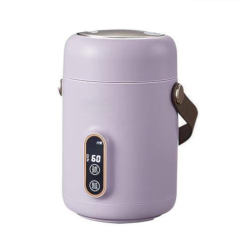 Bxzzuis 電気シチューポット、マグカップ型電気なべ 煮込みポット、小型、1L、110V、お粥やスープ、煮込み料理を手軽に作れる、電気カップ、保温、時間予約、静音設計、防乾燥自動オフ、 家庭用 オフィス用 (パープル,600ML)