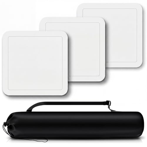 Hiboom 3 Pcs Baseball Bases for Yard with Portable Carrying Bag, Throw Down Bases 1st, 2nd, 3rd Softball Kickball Rubber Base Sets for Field Backyard Playground Practice Adults(White)