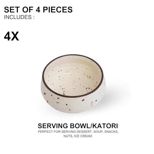 Image of Freakway Hand-Painted Matte Finish Ceramic Bowl Set of 4 (150ml) | Small Serving Soup Bowls, Cereal Bowl, Dessert /Chutney Bowl (3 inch)