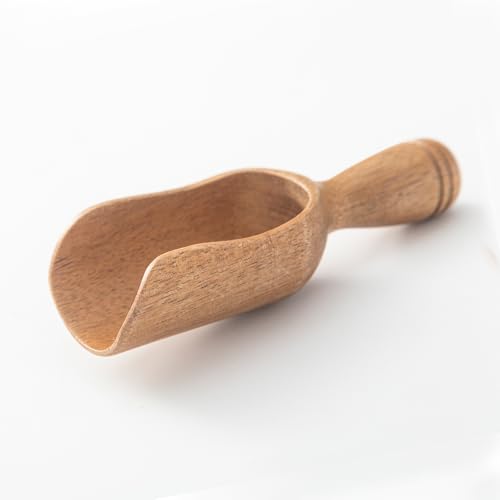 Wooden Scoops for Canisters 1PCS Wooden Scoop for Jars Acacia 5 Med-size Flour Scoop Coffee Scoops for Ground Coffee Measuring Spoon for Bath Salt Scoop Wood Laundry Detergent Shovel -Multipurpose