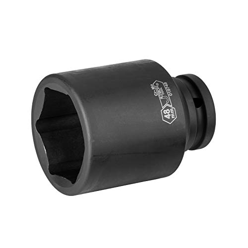 Image of Jetech 3 /4 Inch Drive 48mm Deep Impact Socket, Metric, Heat-Treated Chrome Molybdenum Alloy Steel (Cr-Mo), 6-Point Design for Extended Reach on Heavy-Duty Applications