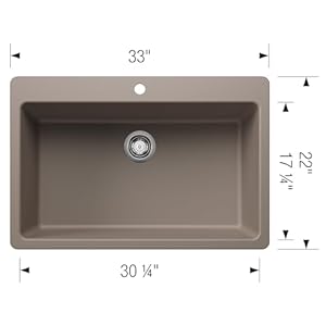 BLANCO 443198 Liven SILGRANIT 33" Super Single Drop-In/Undermount Kitchen Sink - Truffle BLANCO 443198 Liven SILGRANIT 33 Super Single Drop InUndermount Kitchen Sink Truffle