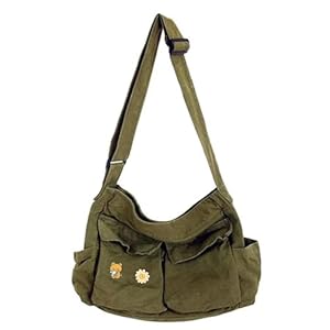 Canvas Messenger Bag Large Hobo Crossbody Bags with Multiple Pockets,School Vintage Shoulder Laptop Bag for Women and Men
