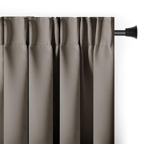AmeliaHome Zasłona 140x245 cm beżowa zaciemniająca na taśmie Blackout
