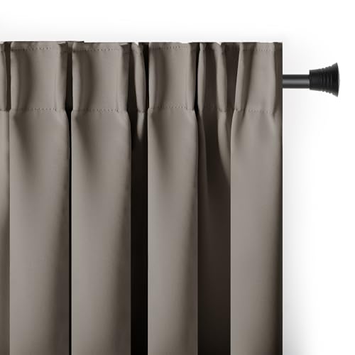 AmeliaHome Zasłona 140x245 cm beżowa zaciemniająca na taśmie Blackout