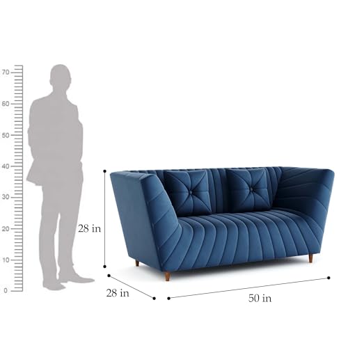 Image of Amazon Brand - Solimo Corell Tufted Velvet Fabric 3+2 Seater Sofa for Living Room Furniture (Blue)|3 Year Warranty