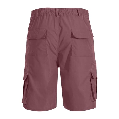 Image of Men Cargo Shorts Elastic Waist Outdoor Casual Shorts Stretch Drawstring Summer Baggy Joggers Short with Pockets