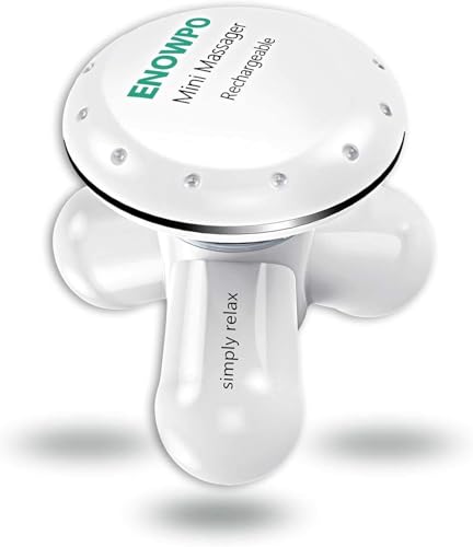 ENOWPO Handheld Mini Massager Hand Held Full Body Personal Massager Percussion Muscle Pain Relief for Neck, Back, Shoulder, Hand Massage Tools Cordless Massagers Vibrating-White