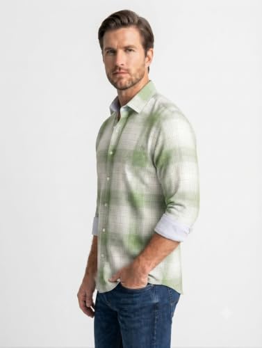 Image of DEEMOON Men's Cotton Blend Regular Fit Shirt | Full Sleeves Checkered Casual Button-Down Shirt for Men (Available in Plus Size)