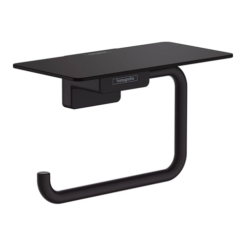 hansgrohe AddStoris Toilet Paper Holder with Shelf in Matte Black, 41772670