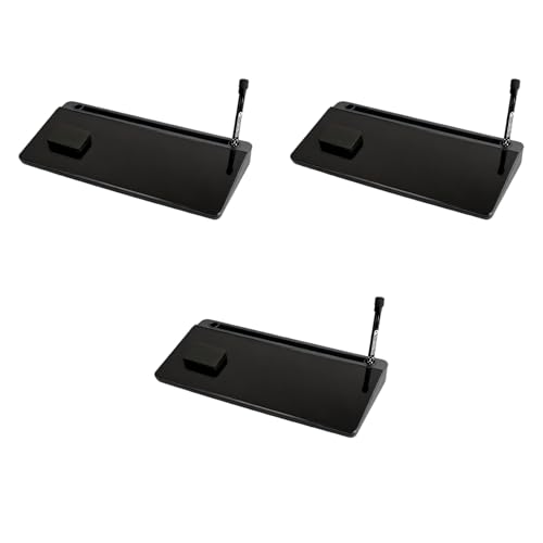 Pizarra blanca de cristal de sobremesa con almacenamiento, soporte para teclado de ordenador, pizarra de notas de sobremesa, ideal para escuelas, hogares y oficinas black 3