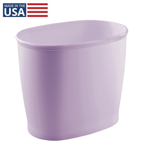 Image of iDesign Slim Plastic Bathroom Trash Can, Purple | Small Garbage Bin, For Bedroom, Office, Desk, Dorm