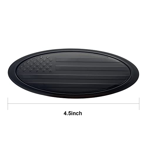 Image of 4.5 Inch American Flag Badge, Front Grill Rear Tailgate Oval Emblem fit for Ford Fiesta Focus EcoSport (Black)