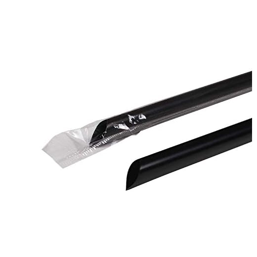 Karat C9035 5mm 9" Jumbo Straws Poly Wrapped - Black (Case of 2000)