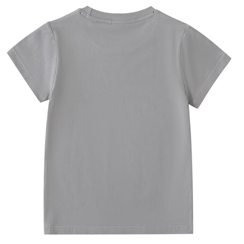 Kids Cute Cars Printed Tops Loose Crewneck Short Sleeve Tee Shirts Pullover Casual Blouse for Girls Boys 2-9Y3