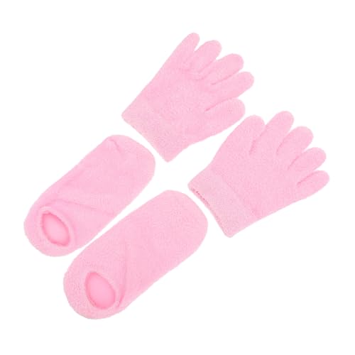 PartyKindom 2 Pair Spa Gloves Socks Set Women Moisturizing Foot Covers Gloves Men Dry Cracked Hand Treatment Soft Reusable Gel Socks Spa Care