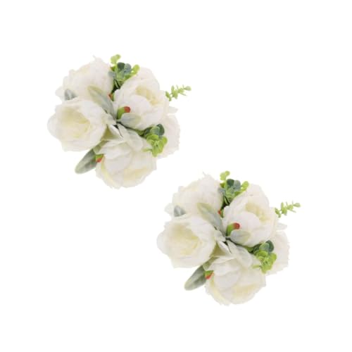 DEARMAMY 2 Piezas decoración del Ramo de Boda pequeñas Flores de Seda arreglo de Flores Artificiales Flores para centros de Mesa Flores de peonía Falsas Ramo de peonía Flor de Seda