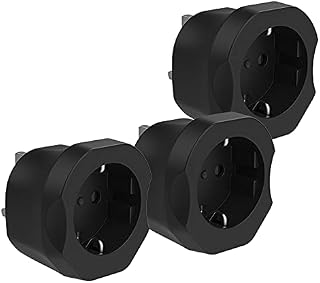 [3-pack]VINTAR European to UK Plug Adapter, Plug Converter EU to UK 2 Pin to 3 Pin Adapter Electronic Device from Germany to UK - Black